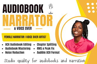 be your female audiobook narrator voice over for audible acx spotify recording