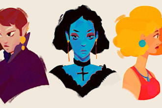 create colorful stylized character illustrations