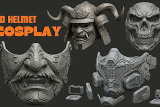 sculpt custom 3d helmet, mask cosplay stl for 3d printing