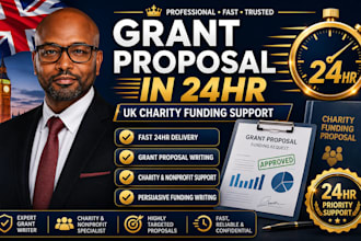 write nonprofit grant proposal for UK charity funding support in 24hr
