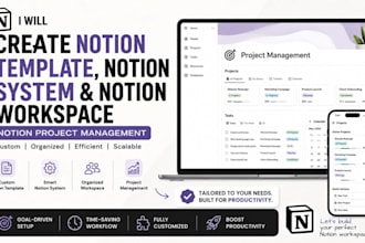 create notion template,notion system notion workspace, notion project management