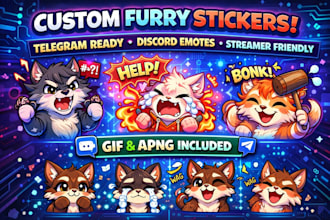 draw your furry emotes animated furry sticker art