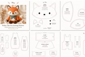 create unique custom plush sawing sheet and plush toy tech pack