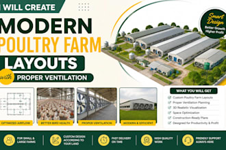 create modern poultry farm layouts with proper ventilation