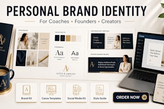 design personal brand identity and social media kit for coaches,founders,creator