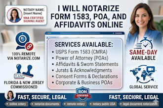 notarize usps form 1583, power of attorney, and affidavits online