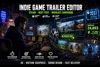 edit a cinematic indie game trailer for steam, next fest and wishlist campaigns