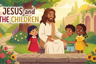 design christian children story book, watercolor illlustration, and picture book