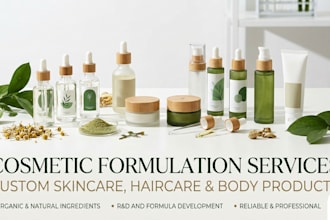 develop formulas for cosmetic formulation, skincare, hair care, organic product