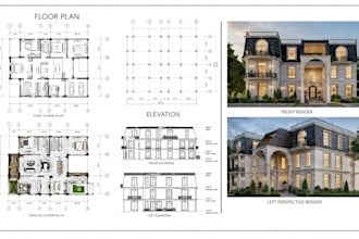 create of city permit drawings, 2d floor plan, blueprints and 3d rendering