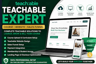 create, upload, design teachable online course, kajabi, website sales funnel
