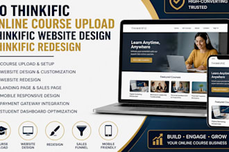 do thinkific online course upload, thinkific website, online course promotion