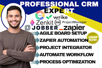 integrate jobber crm zenkit agile crm wrike zapier project management workflow