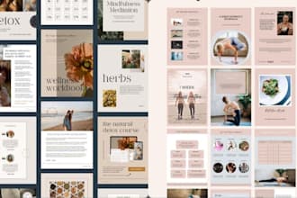 canva wellness fitness workbook, mental health ebook and lead magnet for coaches
