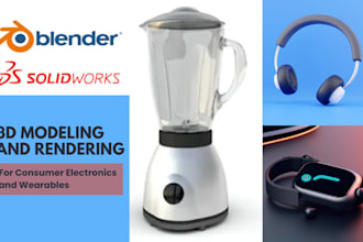 create 3d models and rendering for consumer electronics, wearables using blender
