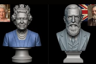 realistic 3d portrait head bust face model from your photo for 3d printing stl