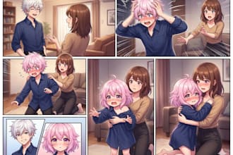 draw cute sfw and nsfw comic, sfw fursona,  anime comic drawing, erotic comic