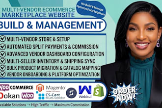 develop, complete multi vendor eccomerce marketplace  website
