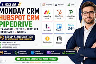 do monday crm hubspot crm pipedrive teamwork trello bitrix24, freshsales notion