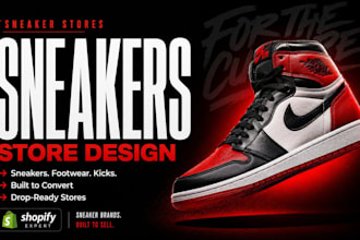 design shopify store, sneakers website shoe and website  footwear store sneakers