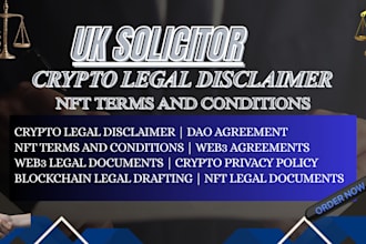 draft crypto legal disclaimer, nft terms, web3 agreements UK solicitor