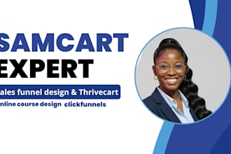 setup samcart thrivecart sales funnel, samcart landing page, online course