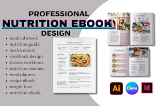 design printable nutrition ebook food recipe, meal   guide, fitness workook plan