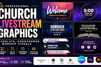 design church livestream, graphics, overlays, countdowns and worship visuals