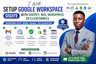 setup google workspace gsuite with shopify wix wordpress or clickfunnels