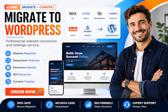 convert clone migrate wix weebly squarespace webflow duda drupal to wordpress