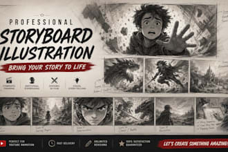 create cinematic youtube storyboard illustrations