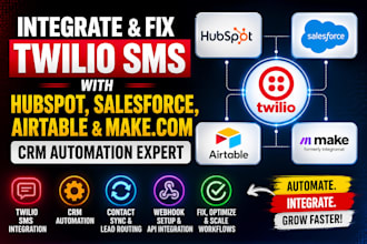 sync twilio sms with hubspot salesforce airtable and fix make com CRM automation