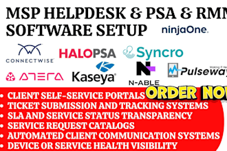 do msp helpdesk connectwise halopsa syncro atera kaseya ninjaone n able pulseway