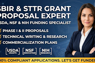 do sbir grant writing, sttr proposal, and usda federal grant business plan