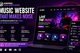 build music website for musician, dj, artist, band, record label website design