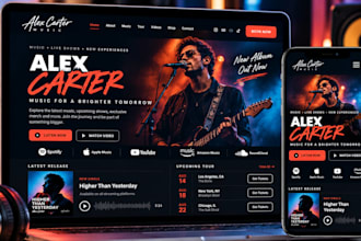 design musician website, dj website, artist website, band and music website