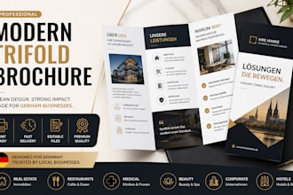 design modern trifold brochures for german brands or businesses