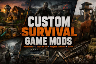 mod minecraft, 7 days to die, project zomboid, and scum with custom mods asset