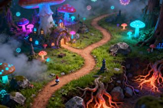 design unique mushroom themed fantasy illustrations