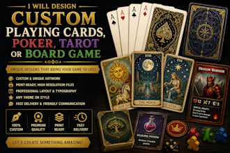 design custom playing cards, poker, tarot or board game