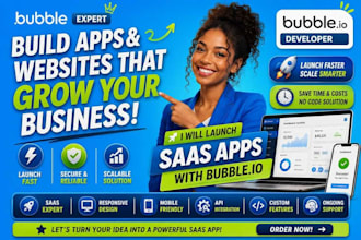 build your bubble io web app saas mvp no code, full stack