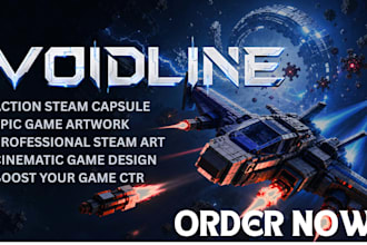 design epic action steam capsule art for steam games