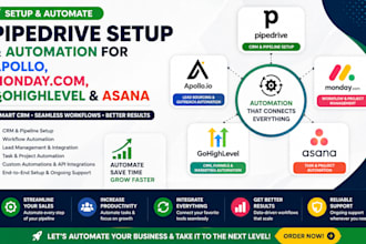setup and automate pipedrive, apollo, monday com and gohighlevel pipedream lfttt