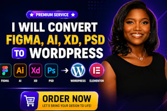 psd to wordpress, figma to elementor or acf, figma to wordpress, divi