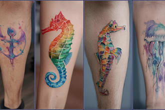 create a watercolor tattoo design