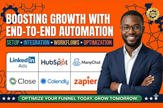 setup linkedin ad hubspot manychat close CRM calendly zapier workflow automation