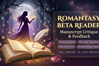 expert romantasy ya romanace fae romance beta reader manuscript critique