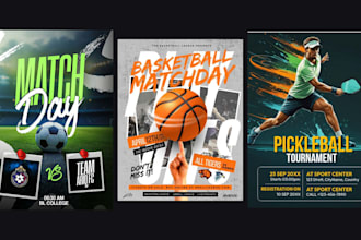 design pro sports flyer football, soccer, basketball matchday flyer event banner