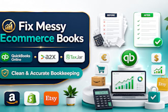 fix messy ecommerce bookkeeping using quickbooks online, a2x and taxjar