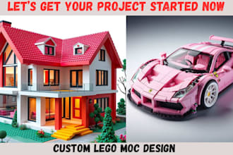 custom 3d lego model, lego car, moc, bike, with PDF manual instruction